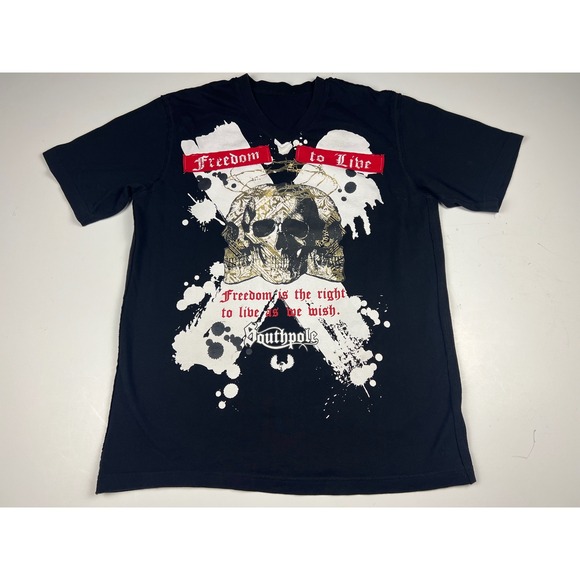 Southpole Other - Southpole Mens Graphic T Shirt Black Skull Freedom to Live Design - Medium